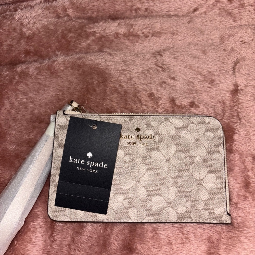 Kate Spade Cream Clutch Wristlet with Logo Pattern